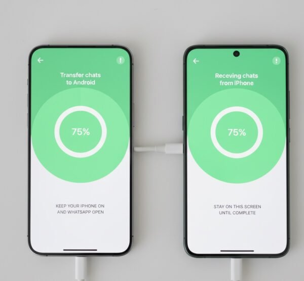 WhatsApp data transfer — iPhone to Android cable transfer