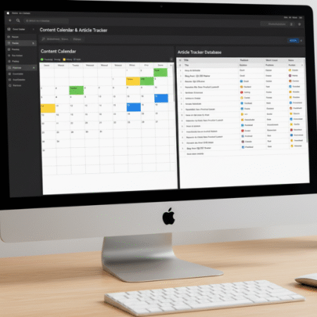 Notion content hub dashboard tracking ideas and publishing timeline