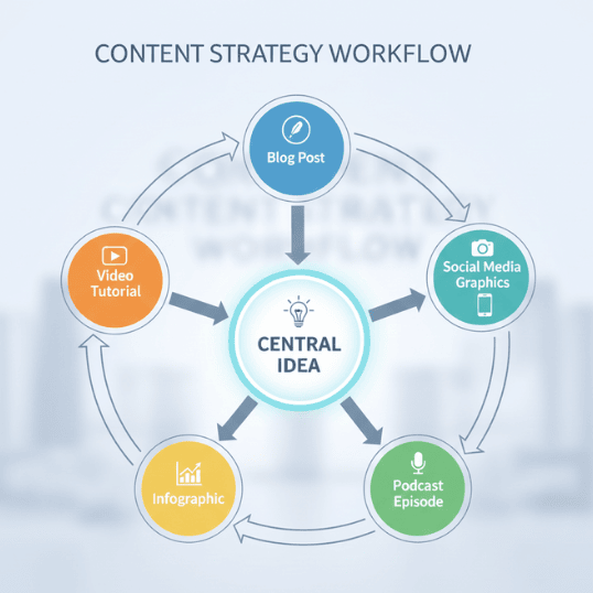 Workflow c into five different content types