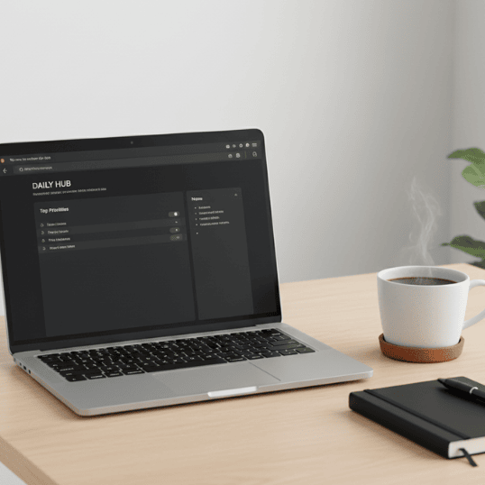 Minimalist Notion system dashboard setup for calm and focused productivity.