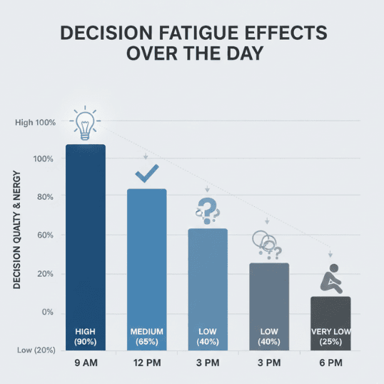 data visualisation showing productivity decline due to decision fatigue