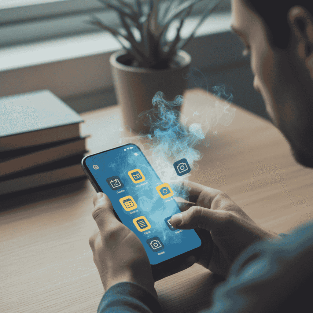 person decluttering smartphone screen to symbolise digital detox and focus recovery