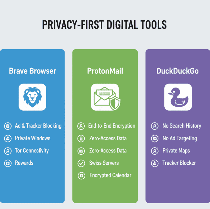 Comparison chart for privacy-first apps addressing AI privacy risks