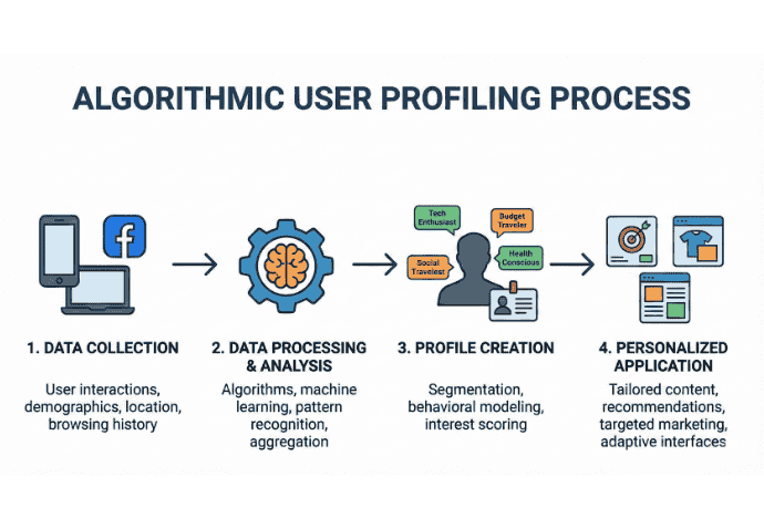 Visual showing algorithmic profiling and AI data privacy in 2025 risks