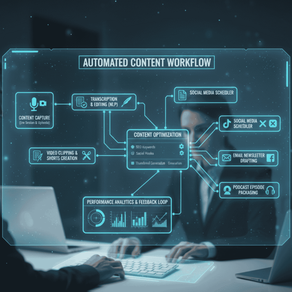 Content automation dashboard showing task and publishing schedules