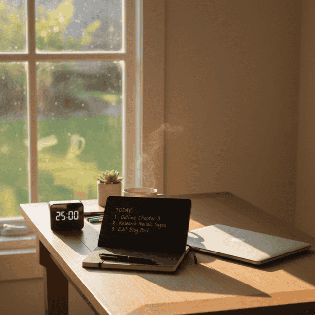 Creator doing single-task sprint with timer set for deep work